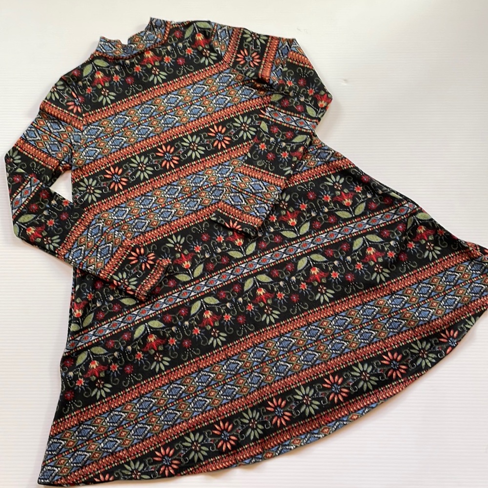 Agnes & Dora black, blue, red & green long sleeve dress.  Women’s size XXS